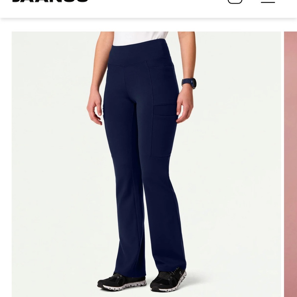 Jaanuu Navy Bootcut Scrub Pants with Cargo Pocket